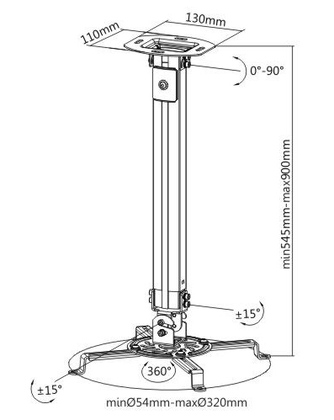 BRATECK βάση projector οροφής PRB-18M, 13.5kg