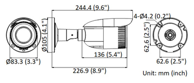 HIKVISION HIWATCH IP κάμερα HWI-B640H-Z, POE, 2.8-12mm, 4MP, IP67