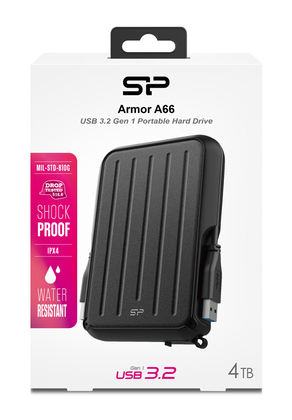 SILICON POWER εξωτερικός HDD Armor A66, 4TB, USB 3.2, μαύρος