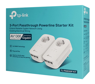 TP-LINK powerline TL-PA8030P kit passthrough, AV1300 3x Gigabit, Ver 3.0