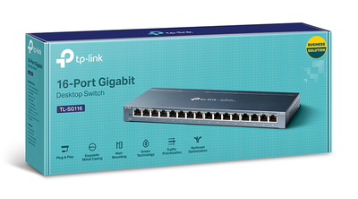 TP-LINK desktop switch TL-SG116, 16-Port, 10/100/1000Mbps, Ver. 1.0