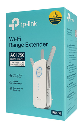 TP-LINK WiFi range extender RE450, dual-band, AC1750, Ver. 3.0