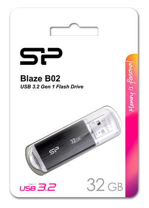 SILICON POWER USB Flash Drive Blaze B02, 32GB, USB 3.2, μαύρο