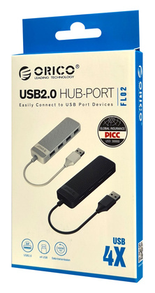 ORICO USB hub FL02, 4x θυρών, 480Mbps, USB σύνδεση, μαύρο