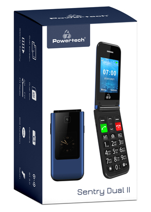 POWERTECH Κινητό Τηλέφωνο Sentry Dual II, 2 οθόνες, SOS Call, μπλε