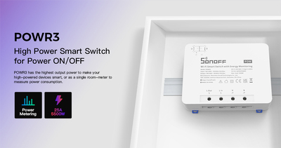 SONOFF smart διακόπτης παρακολούθησης ισχύος POWR3, WiFi, 25A, λευκός