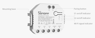 SONOFF smart διακόπτης DUALR3, 2-Gang, WiFi, 15A, λευκός