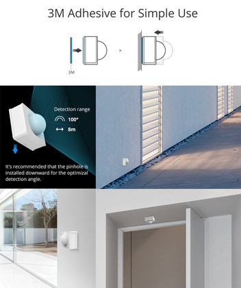 SONOFF smart αισθητήρας κίνησης PIR3-RF, 433MHz, 8m 100°