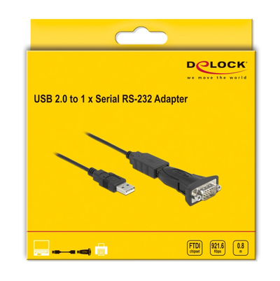 DELOCK αντάπτορας USB σε RS-232 DB9 61506 με καλώδιο USB, 0.8m, μαύρο