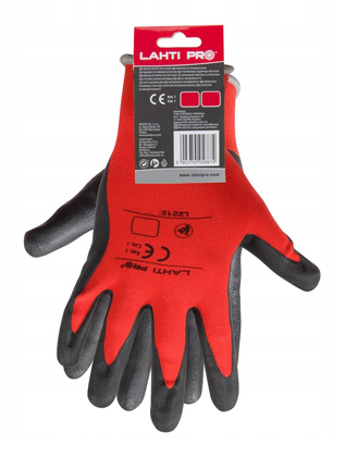 LAHTI PRO γάντια εργασίας L2212, αντοχή σε υγρά, 9/L, κόκκινο-μαύρο