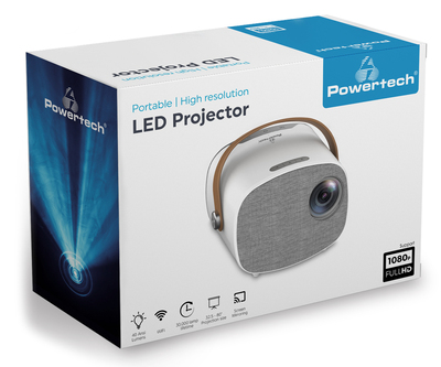 POWERTECH LED βιντεοπροβολέας PT-981, Full HD, 1600mAh, WiFi, λευκός