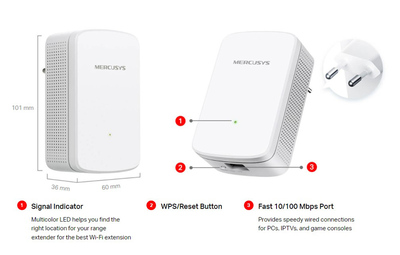 MERCUSYS Wi-Fi range extender ME10, 300Mbps, Ver. 1.0