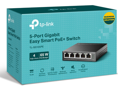 TP-LINK Easy Smart Switch TL-SG105PE, 5-Port Gbit, 4-Port PoE+, Ver. 2.0 TP-LINK Easy Smart Switch TL-SG105PE, 5-Port Gbit, 4-Port PoE+, Ver. 2.0