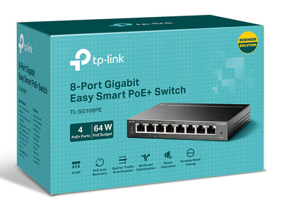 TP-LINK Easy Smart Switch TL-SG108PE, 8-Port Gbit, 4-Port PoE, Ver. 5.0 TP-LINK Easy Smart Switch TL-SG108PE, 8-Port Gbit, 4-Port PoE, Ver. 5.0