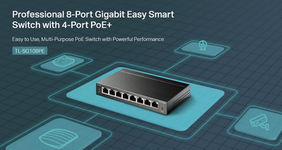 TP-LINK Easy Smart Switch TL-SG108PE, 8-Port Gbit, 4-Port PoE, Ver. 5.0 TP-LINK Easy Smart Switch TL-SG108PE, 8-Port Gbit, 4-Port PoE, Ver. 5.0
