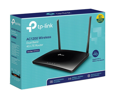 TP-LINK router Archer MR400, 4G LTE, Wi-Fi 1200Mbps AC1200, Ver. 2.0 TP-LINK router Archer MR400, 4G LTE, Wi-Fi 1200Mbps AC1200, Ver. 2.0