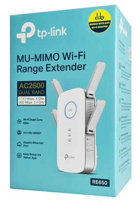 TP-LINK WiFi range extender RE650, dual-band, AC2600, Ver. 1.0