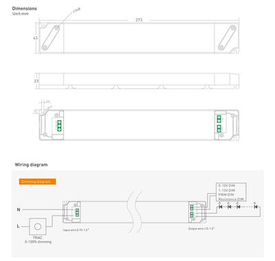 YSD τροφοδοτικό DC 100WUGP-12, 12VDC, 100W, 8.3A, IP20, dimmable