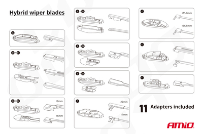AMIO υαλοκαθαριστήρας Hybrid 02204, 17" (425mm), 11 αντάπτορες