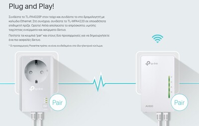 TP-LINK Powerline Wi-Fi Kit TL-WPA4226-KIT, AV600 600Mbps, Ver: 4.0