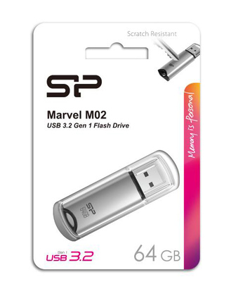 SILICON POWER USB Flash Drive Marvel M02, 64GB, USB 3.2, γκρι