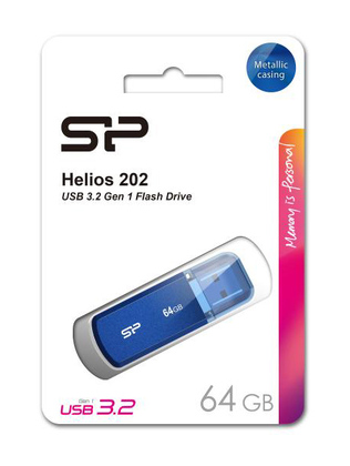 SILICON POWER USB Flash Drive Helios 202, 64GB, USB 3.2, μπλε