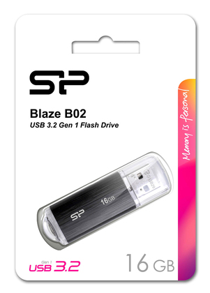 SILICON POWER USB Flash Drive Blaze B02, 16GB, USB 3.2, μαύρο