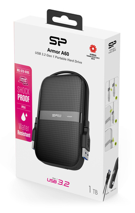 SILICON POWER εξωτερικός HDD Armor A60, 1TB, USB 3.2, μαύρος