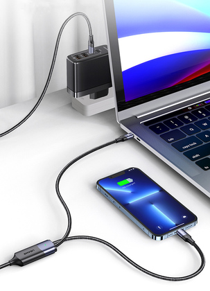 USAMS καλώδιο USB-C σε 2x USB-C US-SJ551, PD 100W, 1.2m, μαύρο