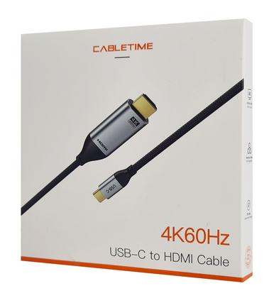 CABLETIME καλώδιο USB-C σε HDMI CT-CMHD2, 4K/60Hz, 1.8m, μαύρο