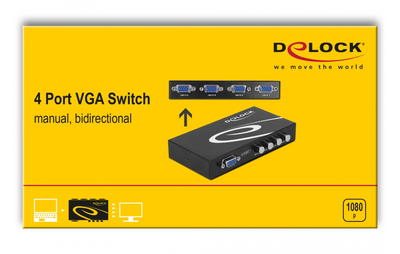 DELOCK VGA switch 87635, 4 σε 1, 1080p, bidirectional, μαύρο