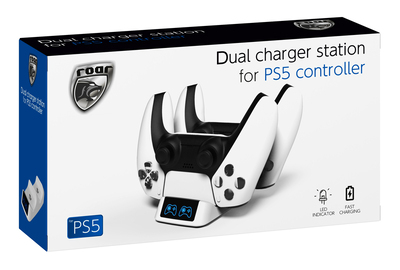 ROAR βάση φόρτισης gamepad RR-0019 για 2x PS5 DualSense, λευκή