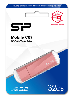 SILICON POWER USB-C Flash Drive Mobile C07, 32GB, USB 3.2, ροζ SILICON POWER USB-C Flash Drive Mobile C07, 32GB, USB 3.2, ροζ
