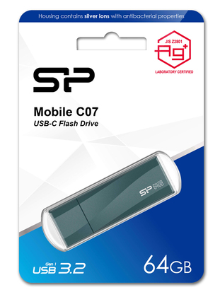 SILICON POWER USB-C Flash Drive Mobile C07, 64GB, USB 3.2, μπλε