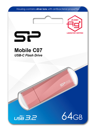 SILICON POWER USB-C Flash Drive Mobile C07, 64GB, USB 3.2, ροζ SILICON POWER USB-C Flash Drive Mobile C07, 64GB, USB 3.2, ροζ