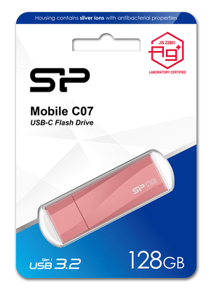 SILICON POWER USB-C Flash Drive Mobile C07, 128GB, USB 3.2, ροζ SILICON POWER USB-C Flash Drive Mobile C07, 128GB, USB 3.2, ροζ