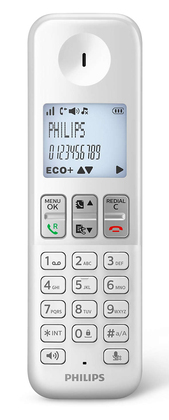 PHILIPS ασύρματο τηλέφωνο D2501W-34, με ελληνικό μενού, λευκό