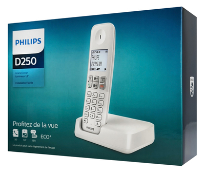 PHILIPS ασύρματο τηλέφωνο D2501W-34, με ελληνικό μενού, λευκό