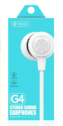 CELEBRAT earphones με μικρόφωνο G4, 3.5mm σύνδεση, Φ10mm, 1.2m, λευκό