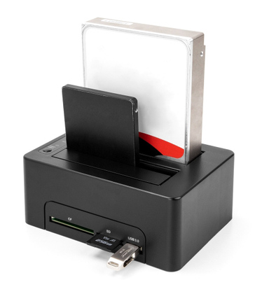 DELOCK docking station 64183 clone function, 2x HDD, CF/SD, 5Gbps, μαύρο