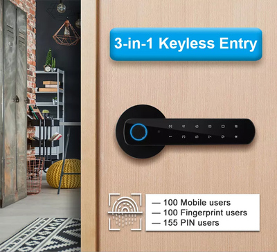 SECUKEY ηλεκτροπύρος D100-BT, συνδυασμού & fingerprint, μαύρος