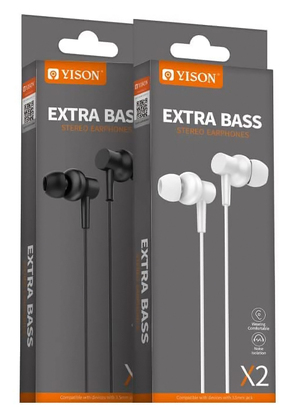 YISON earphones με μικρόφωνο X2, 3.5mm σύνδεση, Φ10mm, 1.36m, λευκά