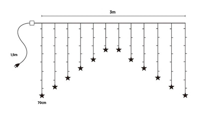 MOON IN THE ROOM LED λαμπάκια κουρτίνα ML49C, 0.7 x 3m, 230V, 136 LED