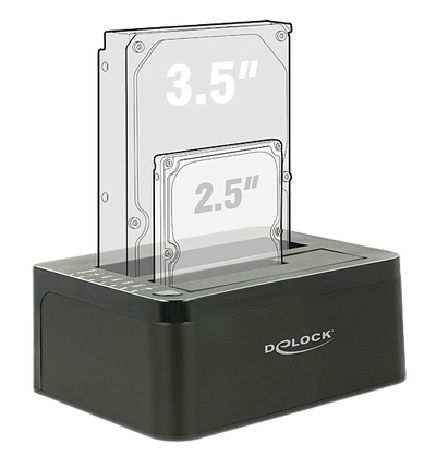 DELOCK docking station 62661, clone function, 2x HDD/SSD, 6Gb/s, μαύρο