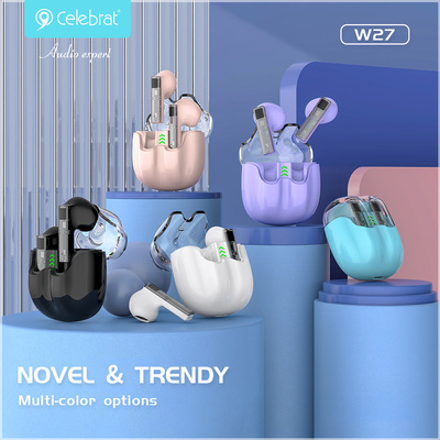 CELEBRAT earphones με θήκη φόρτισης TWS-W27, True Wireless, Φ13mm, λευκά