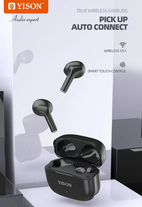 YISON earphones με θήκη φόρτισης TWS-T6, True Wireless, Φ13mm, μαύρα