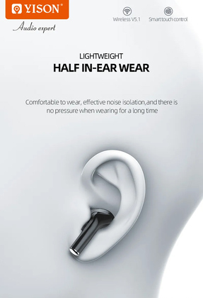 YISON earphones με θήκη φόρτισης TWS-T6, True Wireless, Φ13mm, μαύρα