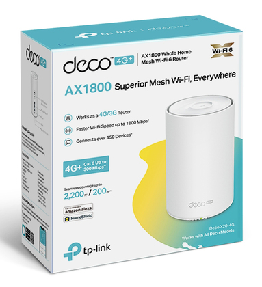 TP-LINK Whole Home Mesh WiFi 6 Deco X20-4G, 4G+ Cat6 AX1800, Ver. 1.0 TP-LINK Whole Home Mesh WiFi 6 Deco X20-4G, 4G+ Cat6 AX1800, Ver. 1.0