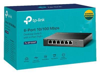 TP-LINK desktop switch TL-SF1006P, 6-Port 10/100Mbps, 4x PoE+, Ver. 1.0 TP-LINK desktop switch TL-SF1006P, 6-Port 10/100Mbps, 4x PoE+, Ver. 1.0