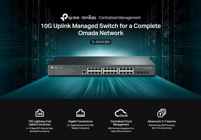 TP-LINK L2+ Managed Switch TL-SG3428X, 24-Port Gigabit, 4x SFP+, Ver.1.0